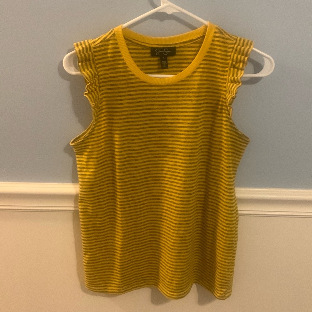 Jessica Simpson womens small yellow and gray striped shirt